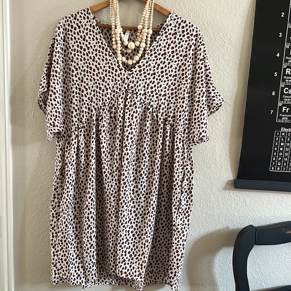 NWT MTS dress swing animal print mini short sleeve plus size v neck - Picture 1 of 7